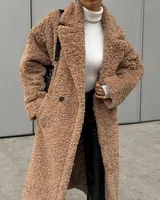 Women's Casual Elegant Solid Color Double Breasted Coat Fleece Jacket sku image 11