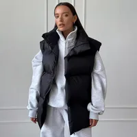 Women's Streetwear Solid Color Zipper Coat Cotton Clothes Vest main image 1