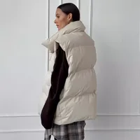 Women's Streetwear Solid Color Zipper Coat Cotton Clothes Vest main image 3