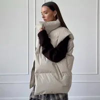 Women's Streetwear Solid Color Zipper Coat Cotton Clothes Vest main image 4