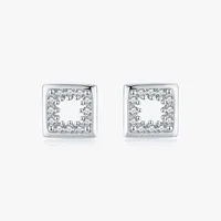 1 Pair Rhodium Plated 925 Sterling Silver Zircon Square Ear Studs main image 6