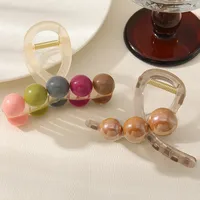 1 Barrettes Color Round Beads Grip Back Head Updo Shark Clip Headwear Suitable For Ladies main image 6