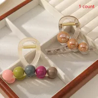 1 Barrettes Color Round Beads Grip Back Head Updo Shark Clip Headwear Suitable For Ladies main image 1