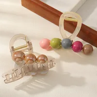 1 Barrettes Color Round Beads Grip Back Head Updo Shark Clip Headwear Suitable For Ladies main image 7