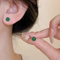 1 Pair Casual Simple Style Streetwear Geometric Plating Jade Ear Studs main image 3