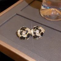 1 Pair Sweet Flower Inlay Alloy Zircon Ear Studs sku image 1