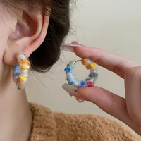 1 Pair Sweet Color Block Braid Alloy Earrings main image 2