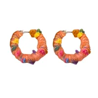 1 Pair Sweet Color Block Braid Alloy Earrings main image 5
