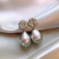 1 Pair Retro Water Droplets Plating Copper Imitation Pearl Zircon Drop Earrings main image 3