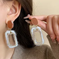 1 Pair Simple Style Classic Style Solid Color Patchwork Alloy Cloth Drop Earrings main image 1