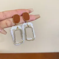 1 Pair Simple Style Classic Style Solid Color Patchwork Alloy Cloth Drop Earrings main image 2