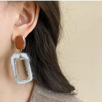 1 Pair Simple Style Classic Style Solid Color Patchwork Alloy Cloth Drop Earrings main image 3