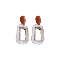 1 Pair Simple Style Classic Style Solid Color Patchwork Alloy Cloth Drop Earrings main image 5