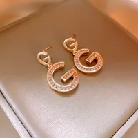 1 Pair Simple Style Classic Style Letter Inlay Copper Zircon Drop Earrings sku image 1