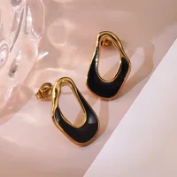 1 Pair Elegant Simple Style Asymmetrical Irregular Asymmetrical 304 Stainless Steel 18K Gold Plated Hoop Earrings main image 9