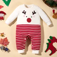 Autumn And Winter Festival New Boys' Girs' Baby Long-sleeved Crewneck Christmas Element Suit sku image 2
