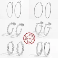 1 Pair White Gold Plated 925 Sterling Silver Zircon Semicircle Round Earrings main image 1