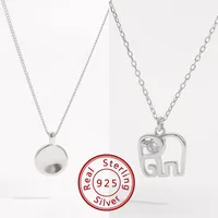 Sterling Silver White Gold Plated Casual Romantic Plating Round Elephant Pendant Necklace main image 1