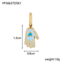 1 Piece 8*13mm 304 Stainless Steel Palm Heart Shape Pendant Jewelry Accessories sku image 1
