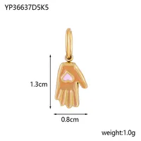 1 Piece 8*13mm 304 Stainless Steel Palm Heart Shape Pendant Jewelry Accessories sku image 4