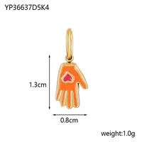 1 Piece 8*13mm 304 Stainless Steel Palm Heart Shape Pendant Jewelry Accessories sku image 2
