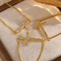 Wholesale Jewelry IG Style Cross Copper Zircon 18K Gold Plated Inlay Bracelets main image 5