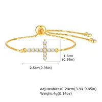 Wholesale Jewelry IG Style Cross Copper Zircon 18K Gold Plated Inlay Bracelets sku image 1