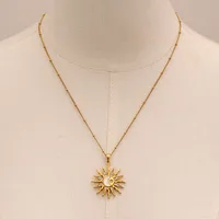 Wholesale Jewelry Simple Style Classic Style Sun Star Moon 304 Stainless Steel Shell Zircon 18K Gold Plated Inlay Pendant Necklace main image 4