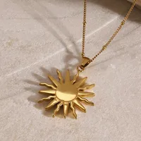 Wholesale Jewelry Simple Style Classic Style Sun Star Moon 304 Stainless Steel Shell Zircon 18K Gold Plated Inlay Pendant Necklace main image 9
