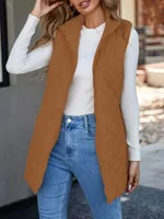 Women's Casual Solid Color Zipper Coat Cotton Clothes Vest sku image 24