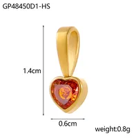 1 Piece 12*6mm 45cm 304 Stainless Steel Zircon Heart Shape Pendant Chain sku image 4