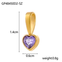 1 Piece 12*6mm 45cm 304 Stainless Steel Zircon Heart Shape Pendant Chain sku image 11