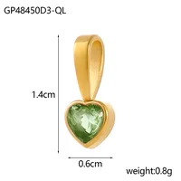 1 Piece 12*6mm 45cm 304 Stainless Steel Zircon Heart Shape Pendant Chain sku image 13