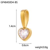 1 Piece 12*6mm 45cm 304 Stainless Steel Zircon Heart Shape Pendant Chain sku image 8