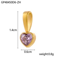 1 Piece 12*6mm 45cm 304 Stainless Steel Zircon Heart Shape Pendant Chain sku image 2