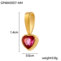 1 Piece 12*6mm 45cm 304 Stainless Steel Zircon Heart Shape Pendant Chain sku image 6
