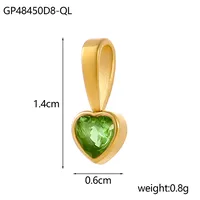 1 Piece 12*6mm 45cm 304 Stainless Steel Zircon Heart Shape Pendant Chain sku image 5