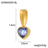 1 Piece 12*6mm 45cm 304 Stainless Steel Zircon Heart Shape Pendant Chain sku image 7