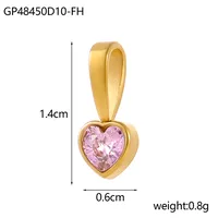 1 Piece 12*6mm 45cm 304 Stainless Steel Zircon Heart Shape Pendant Chain sku image 3