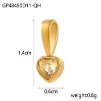 1 Piece 12*6mm 45cm 304 Stainless Steel Zircon Heart Shape Pendant Chain sku image 12