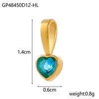 1 Piece 12*6mm 45cm 304 Stainless Steel Zircon Heart Shape Pendant Chain sku image 9