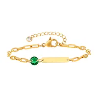 IG Style Square 201 Stainless Steel Inlay Zircon 18K Gold Plated St. Patrick Women's Bracelets Earrings Necklace sku image 1
