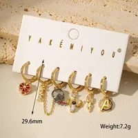 1 Set Yakemiyou Funny Novelty Letter Bat Inlay Copper Zircon 14K Gold Plated Drop Earrings main image 2