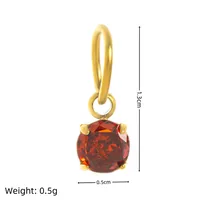 1 Piece 5*13mm 304 Stainless Steel Zircon 18K Gold Plated Round Pendant Jewelry Accessories main image 7