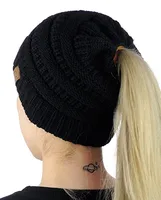 European-style Popular Hat Children's Winter Outdoor Warm Wool Empty Top Ponytail Knit Hat Baotou Hat  Outlet sku image 2