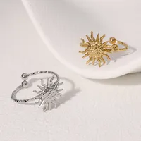 Wholesale Jewelry IG Style Modern Style Sun 304 Stainless Steel 18K Gold Plated Open Rings main image 1