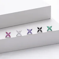 1 Pair 925 Sterling Silver Zircon Flower Ear Studs main image 2