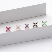 1 Pair 925 Sterling Silver Zircon Flower Ear Studs main image 3