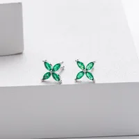 1 Pair 925 Sterling Silver Zircon Flower Ear Studs main image 8