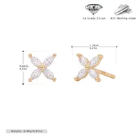 1 Pair 925 Sterling Silver Zircon Flower Ear Studs sku image 1